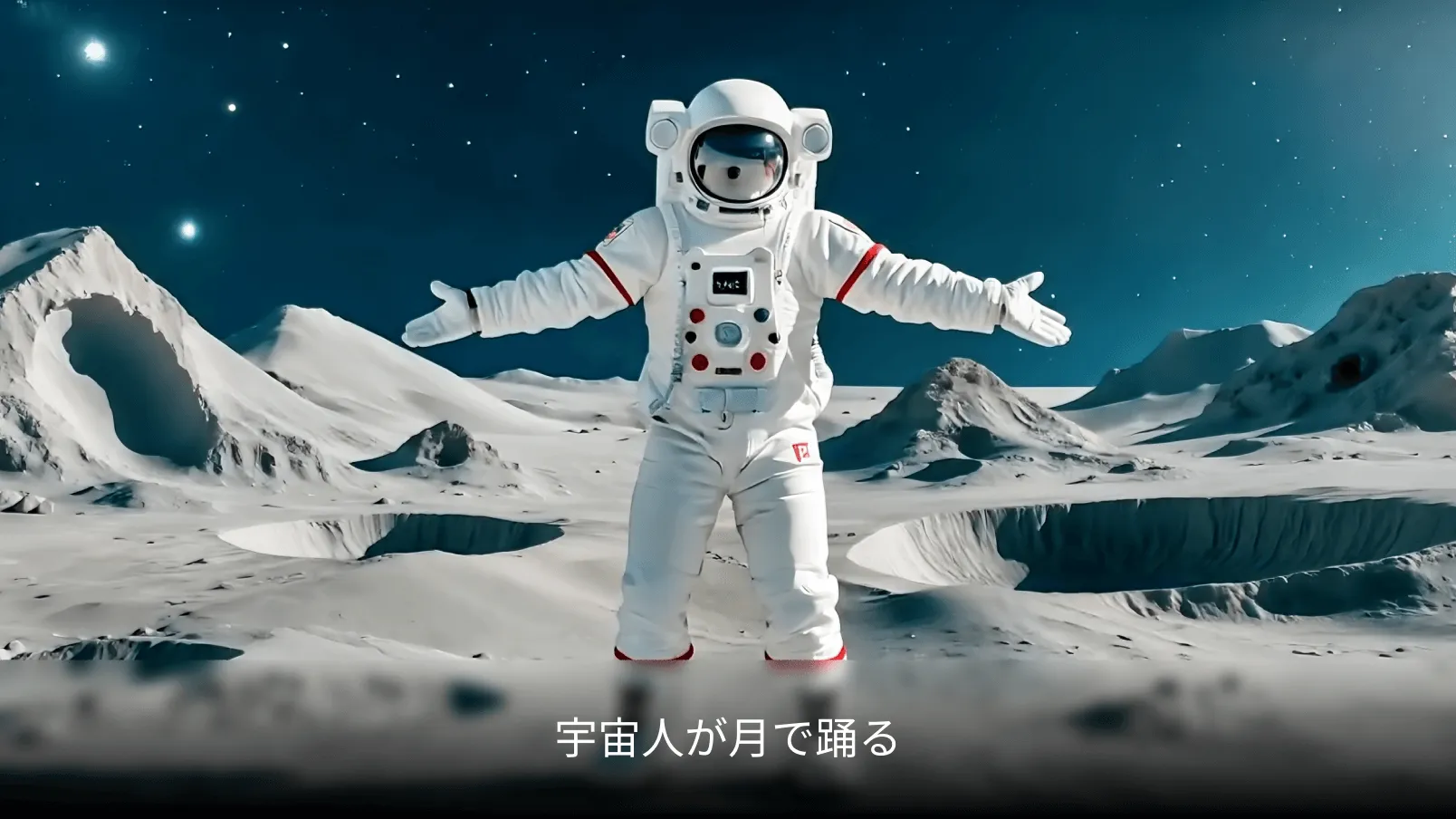 月面で踊る宇宙飛行士