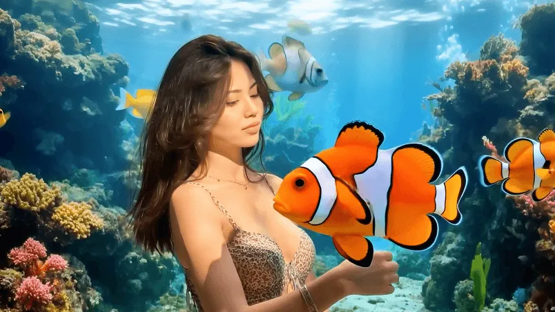 a woman in the underwater world