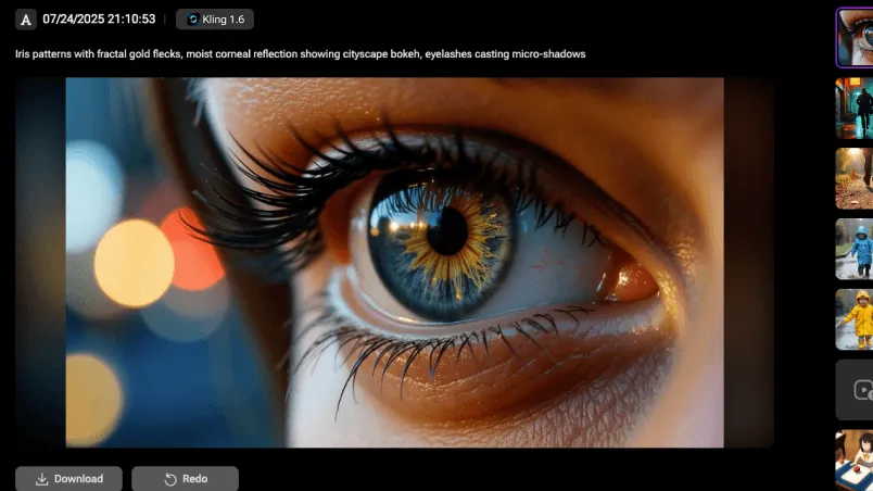 人物の目の高精細クローズアップ