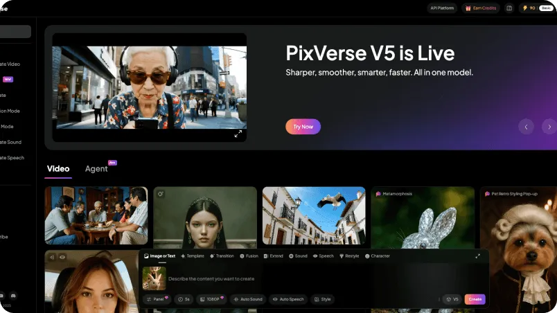 The user interface of PixVerse AI