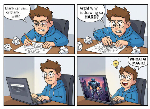 a boy paints a good image with AI