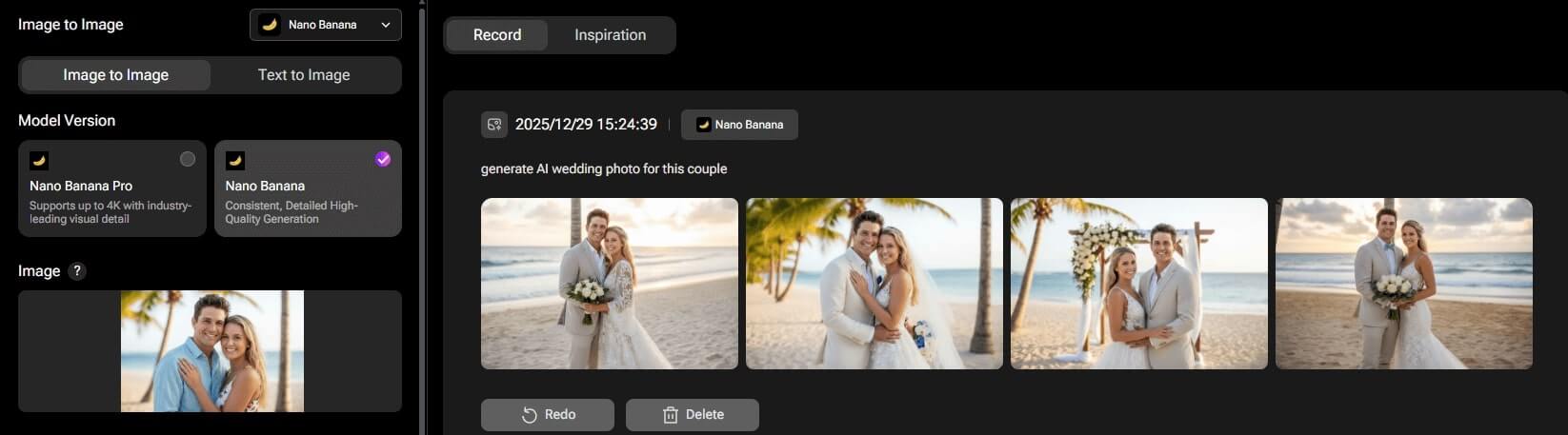 AI wedding photo creation