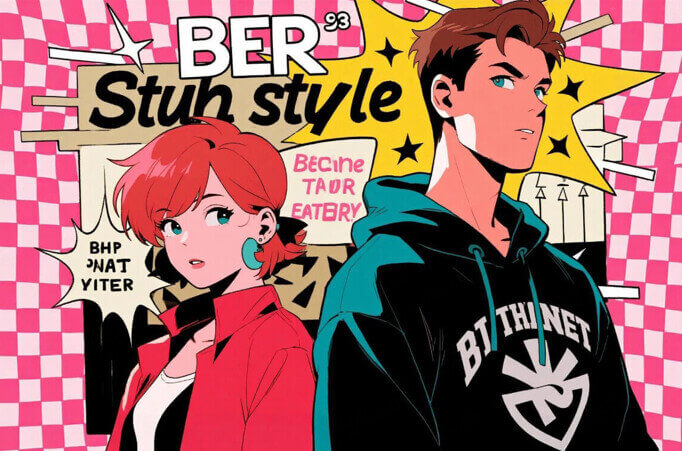 retro anime comic style