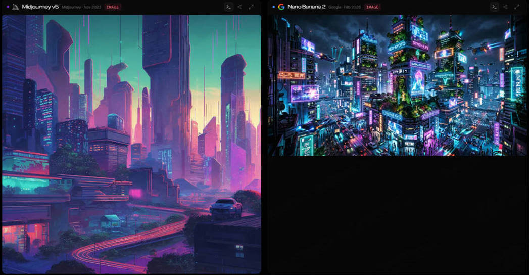 Nano Banana 2 vs Midjourney Futuristic City