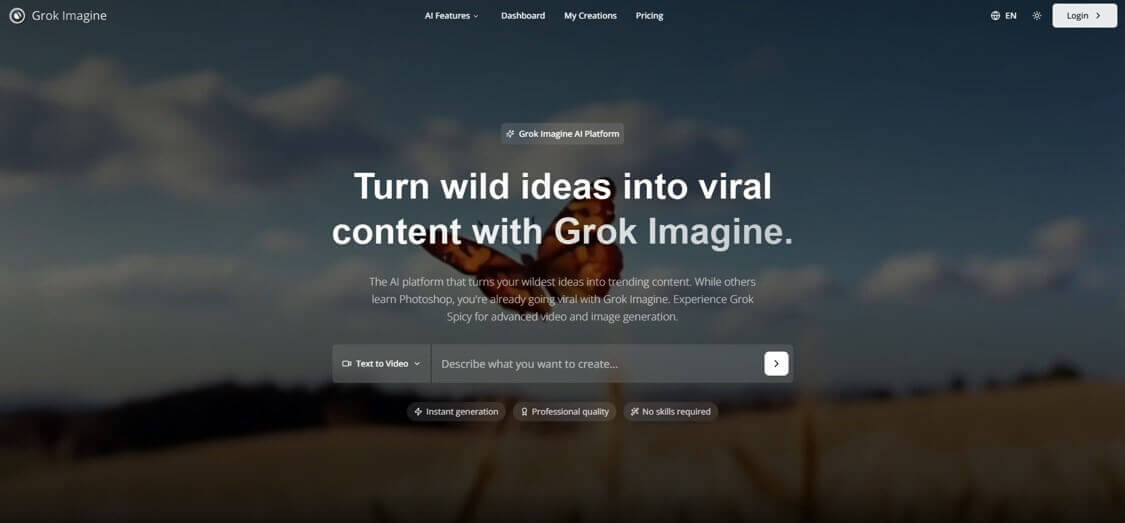 Grok Imagine website