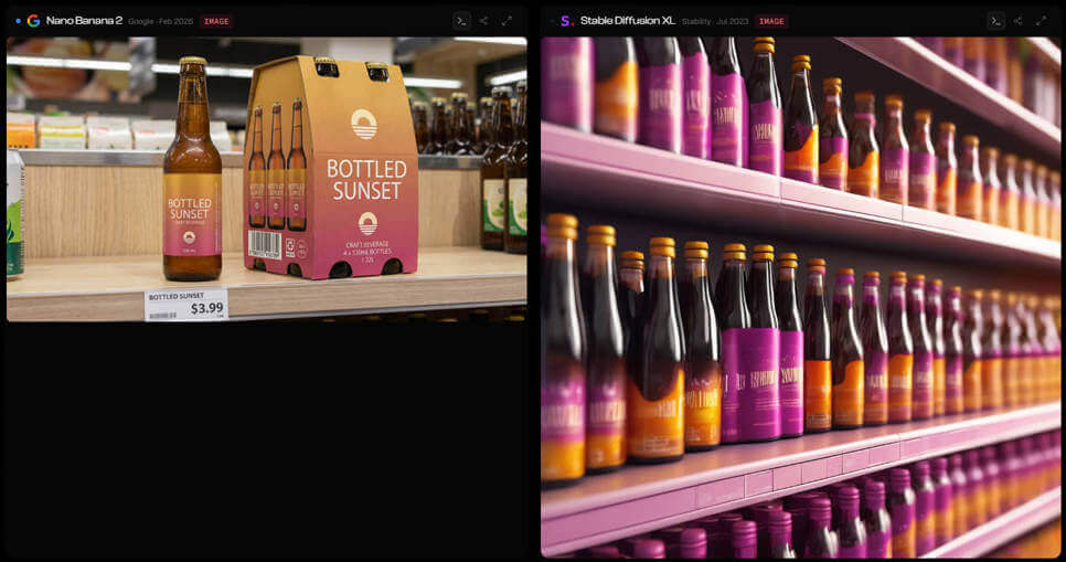 Nano Banana 2 vs Stable Diffusion Shelf Mockup
