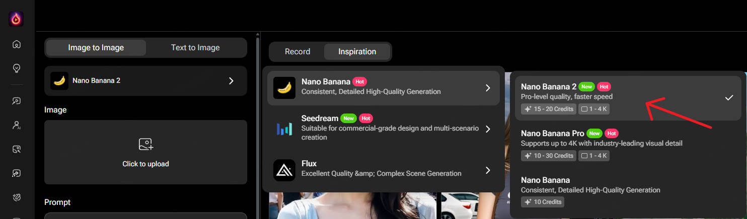 Select Nano Banana 2