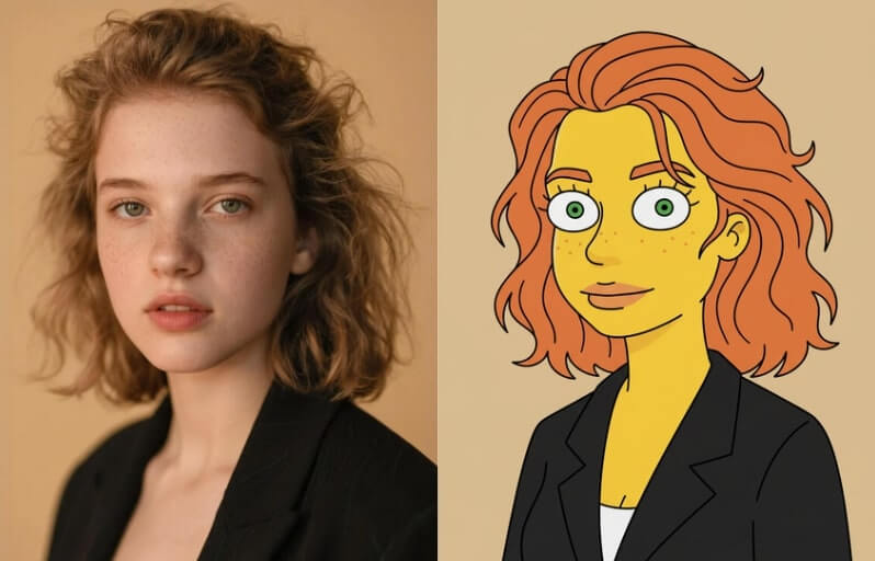 turn a girl's photo to simpson style