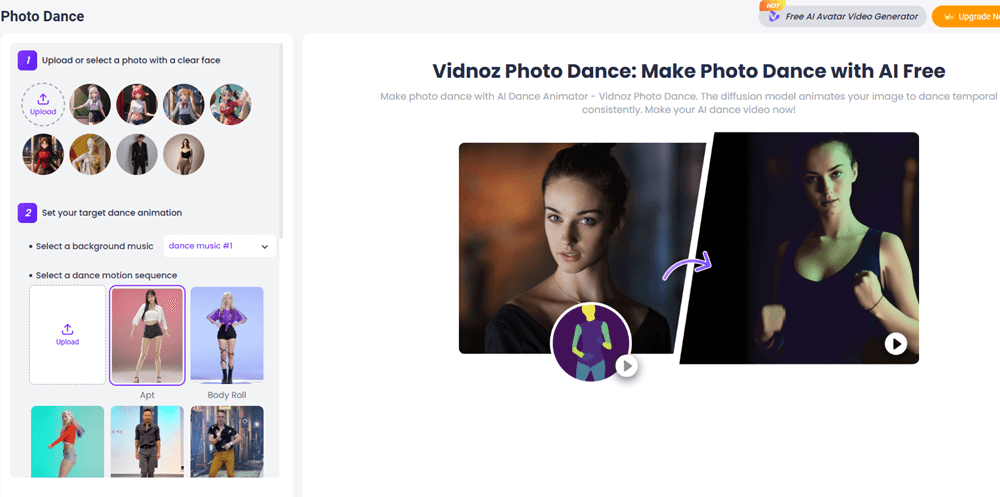 Vidnoz AI Dance Generator