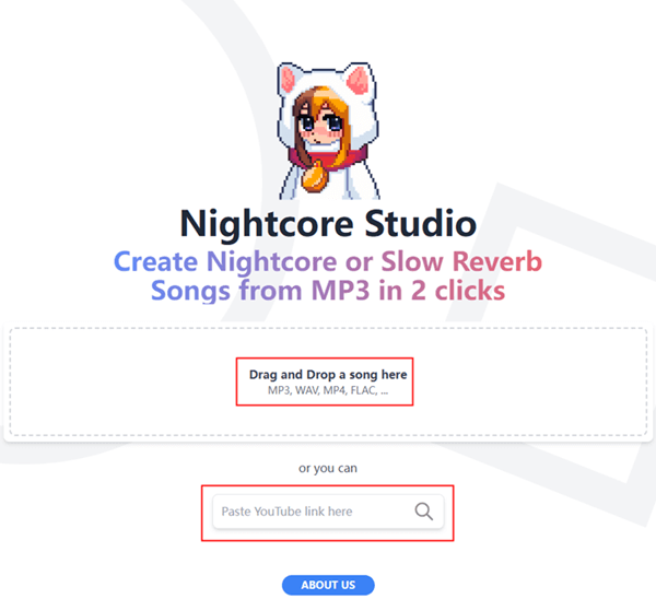 Upload audio to nightcore maker
