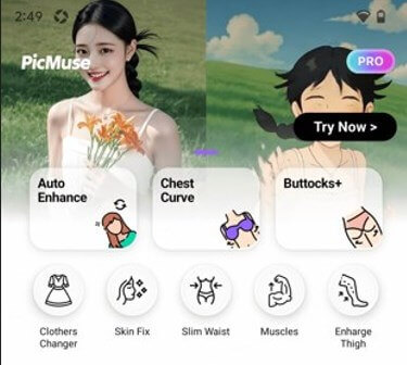 Choose edit area in PicMuse