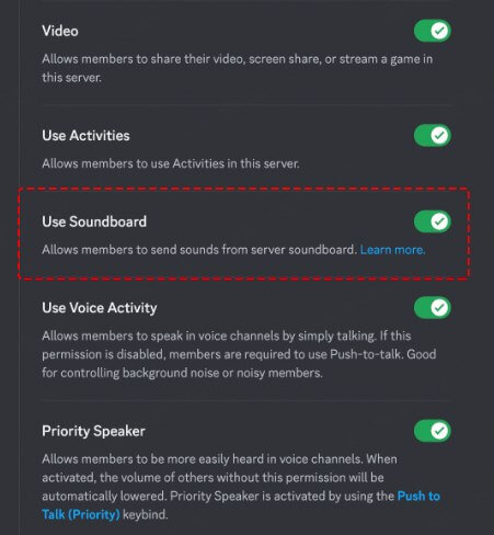 toggle the user soundboard