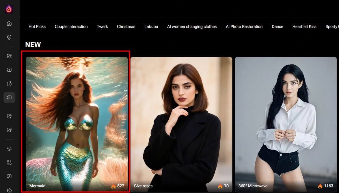 choose AI mermaid filter