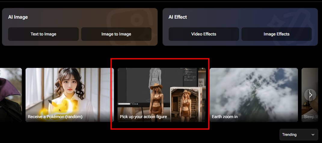 Choose pick up your action figure AI effect