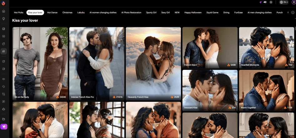 LitVideo's AI kissing effects