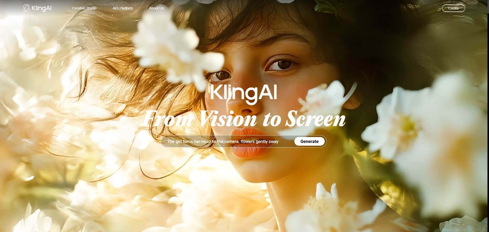 Kling AI website banner