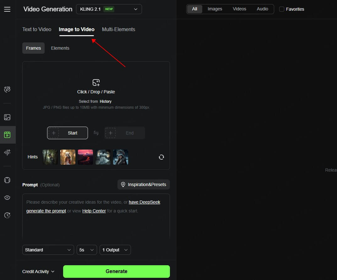 Select your creation mode - Kling AI