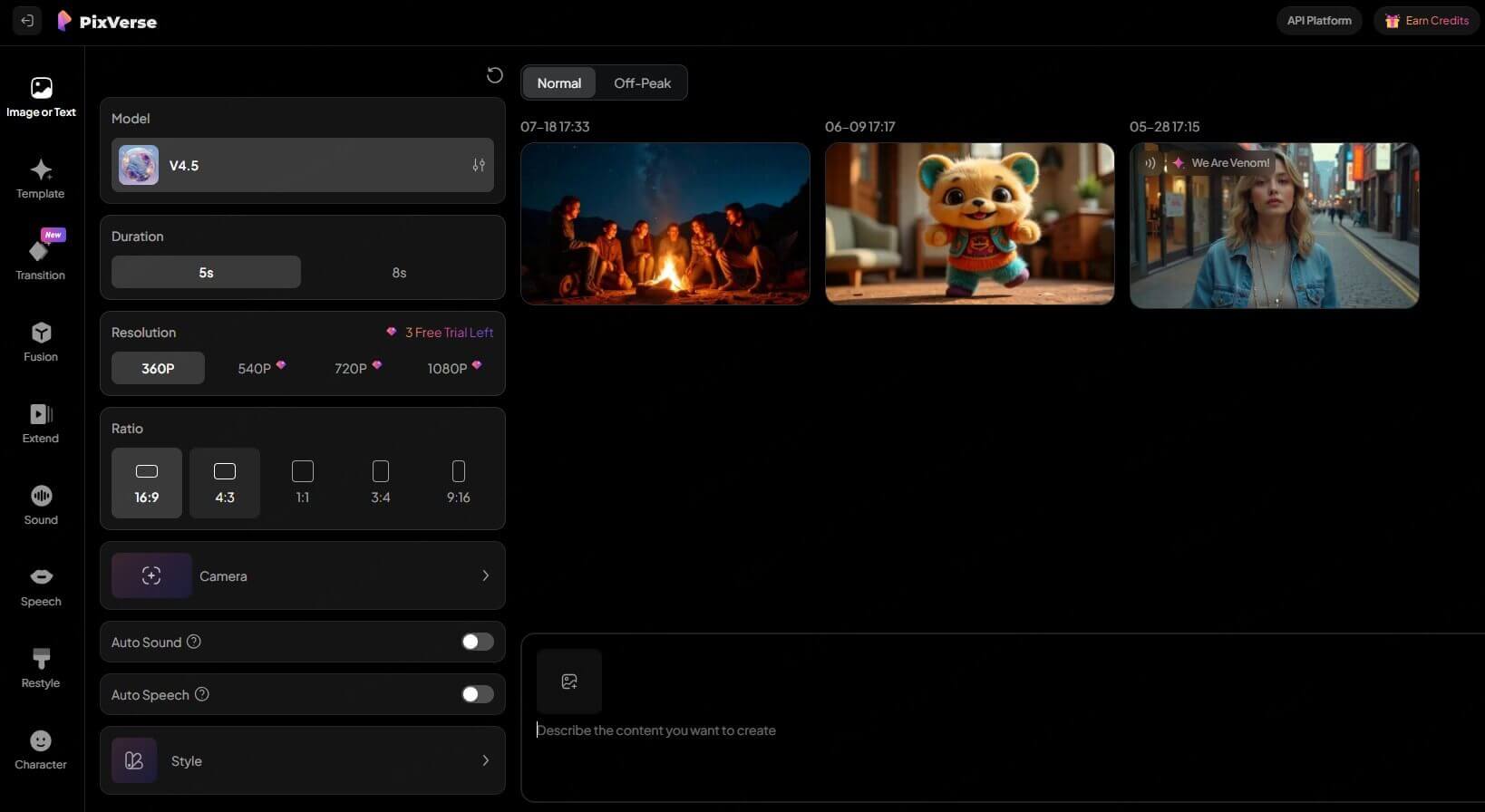 PixVerse Creation Interface