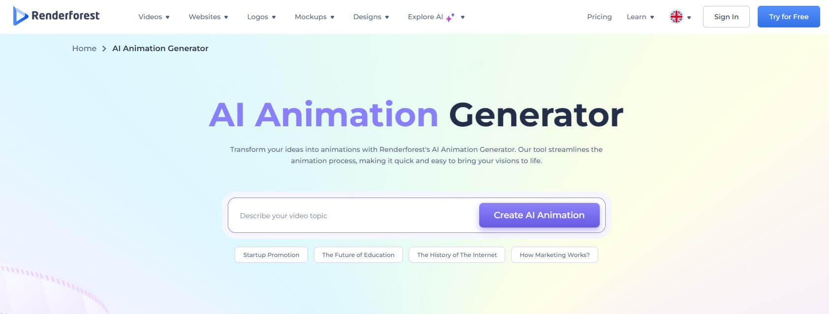 renderforest ai 動畫生成器