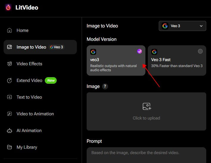 Select Veo 3 AI model
