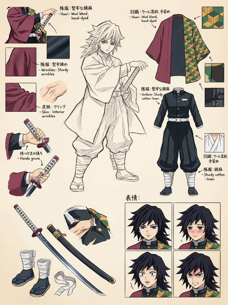 鬼滅の刃 キャラクターの分解図