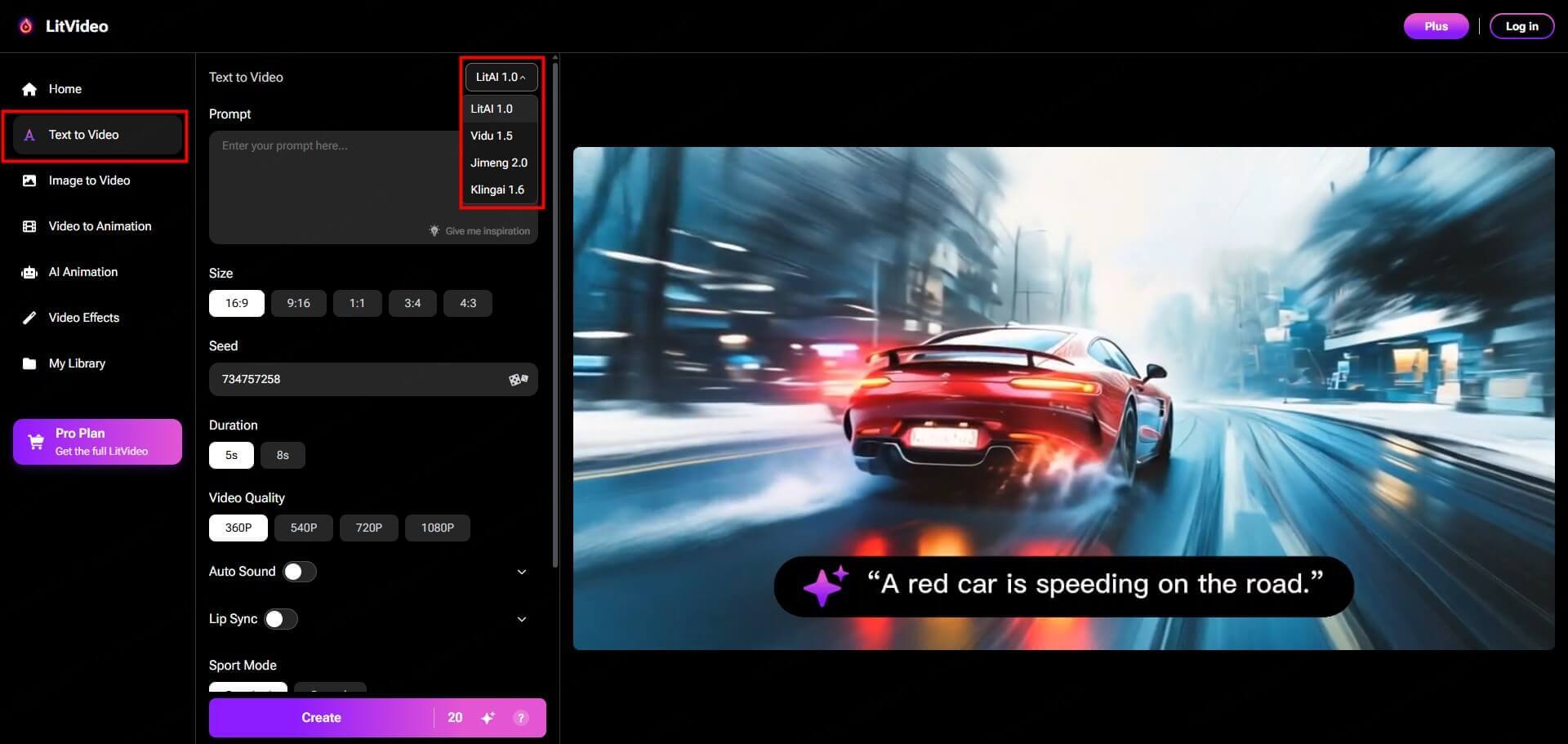 litvideo free ai text to video generator